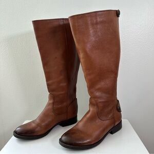 Arturo Chiang Brown Leather Knee High Boots Women 7MW Riding Boots